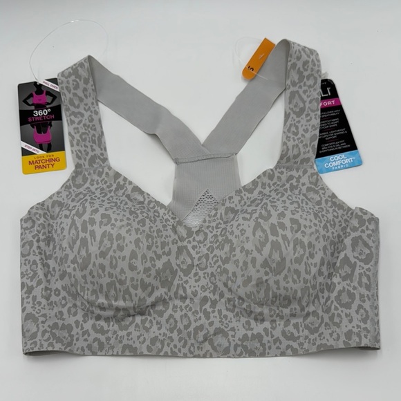 NWT Bali Comfort Revolution Easylite Racerback Bra – Size S, Grey Leopard Print - Picture 1 of 10